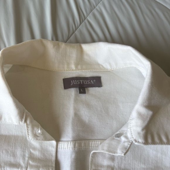 Just USA White Jean Jacket Silver Buttons - Picture 3 of 12